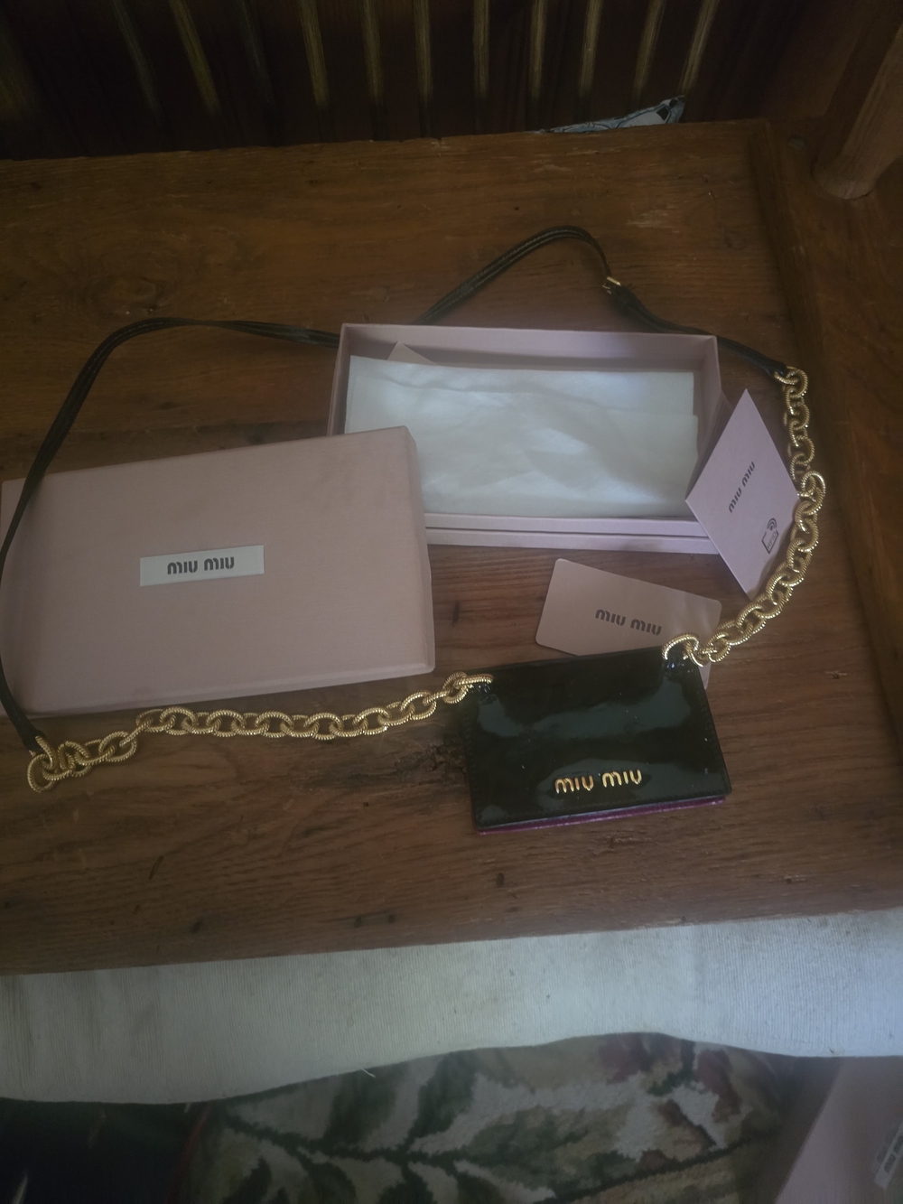 Miu Miu Black Patent Leather Chain Shoulder/crossbody  Bag